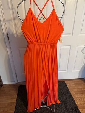 GB girls Orange Maxi Dress with Crisscross Back